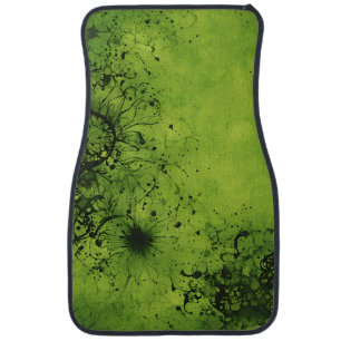 Lime Green Grunge with Black Accents Car Floor Mat