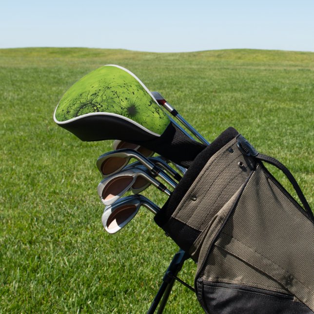 Lime Green Grunge with Black Accents Golf Head Cover (In Situ)