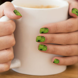 Lime Green Grunge with Black Accents Minx Nail Art