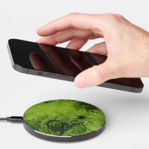 Lime Green Grunge with Black Accents Wireless Charger