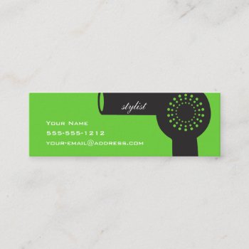 Lime Green Hair Stylist Skinny Biz Card by charmingink at Zazzle