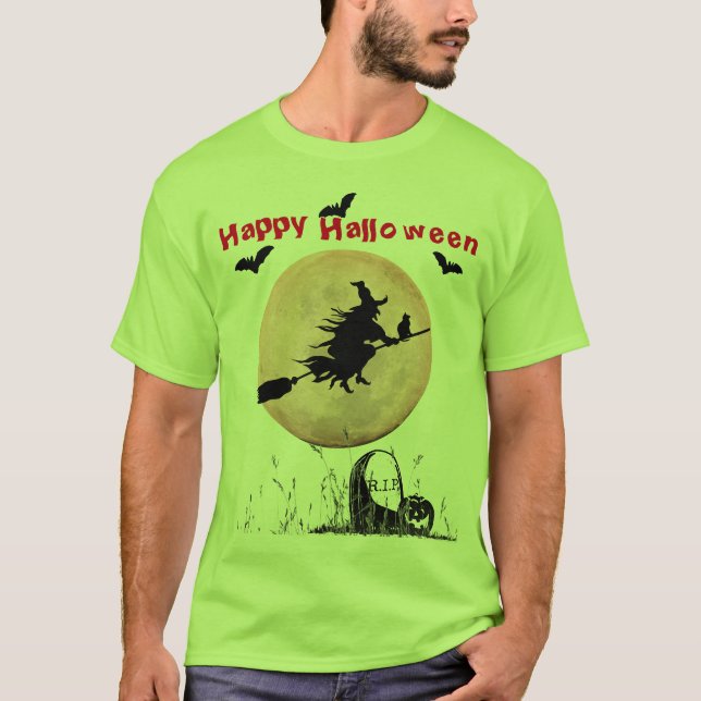 Lime Green Halloween Witch T-Shirt (Front)