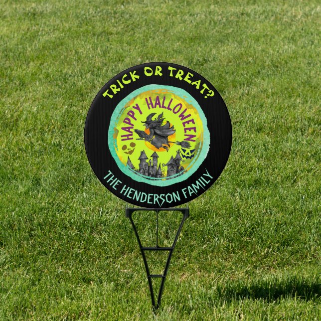 Lime green Happy Halloween custom Sign (Insitu)