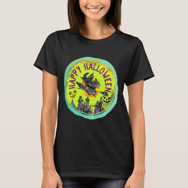Lime green Happy Halloween T-Shirt (Front)