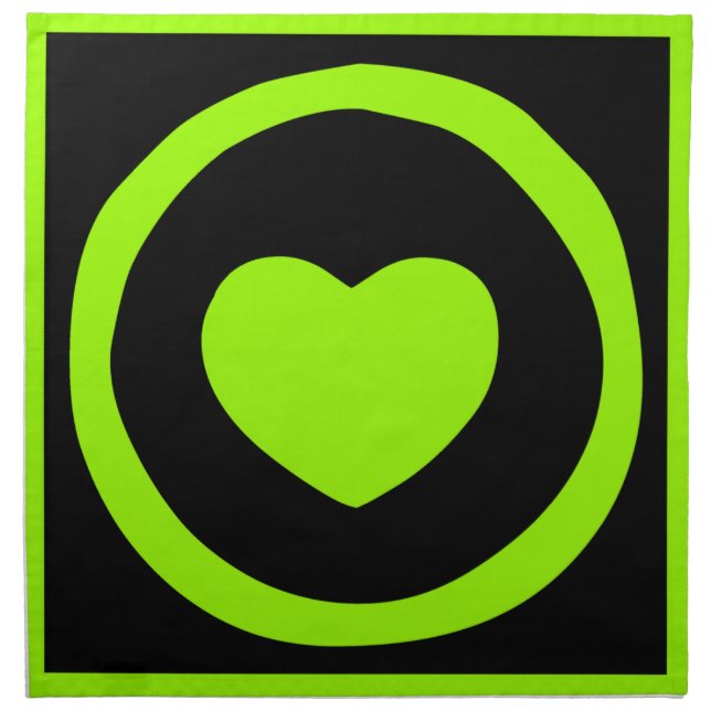 Lime Green Heart Cloth Napkins (Front)