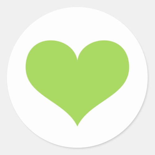 Lime green heart love or Valentines day Classic Round Sticker