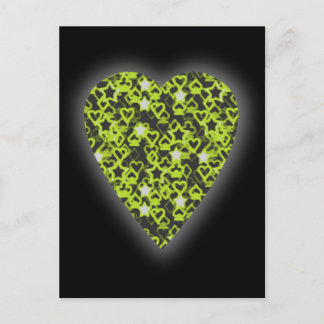 Lime Green Heart. Patterned Heart Design. Postcard