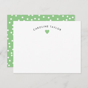 Lime Green Heart & Polka Dots Cute Girly Note Card