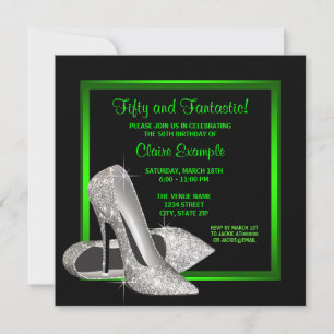 Lime Green High Heels Womans Birthday Party Invitation