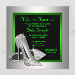 Lime Green High Heels Womans Birthday Party Invitation