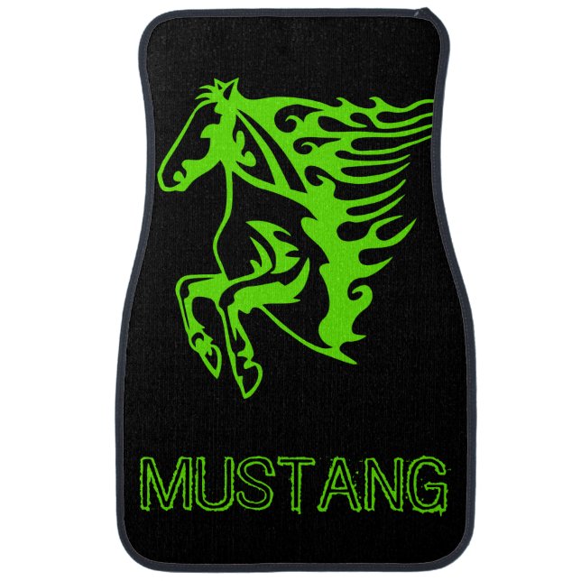 Lime Green Horse Pony Bronco Stallion Line Art Car Floor Mat | Zazzle