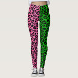 Lime Green - Hot Pink Leopard Animal  Leggings<br><div class="desc">Leggings. Be the talk of your friends with this stylish lime green and hot pink leopard animal pattern print casual wear custom designer pants or be ready for some physical action in your yoga class, fitness exercise class or just running in a comfy style. Available in several different colors in...</div>