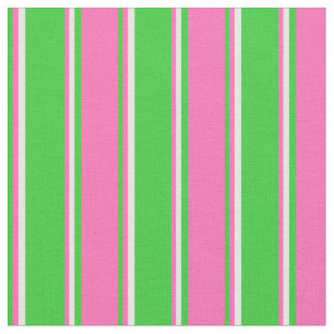 Lime Green, Hot Pink & Mint Cream Colored Stripes Fabric