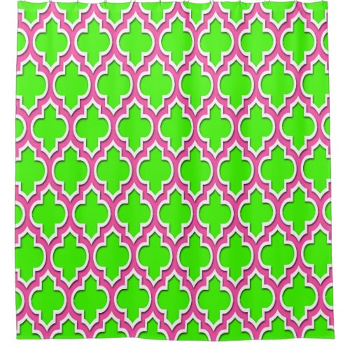 Lime Green Hot Pink Wht XL Moroccan 4DS Shower Curtain