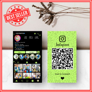 Lime Green Housekeeping Instagram Social Media  Business Card