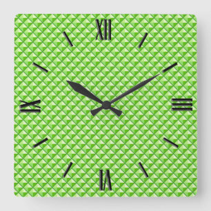 Lime green, in love look, studded grid square wall clock
