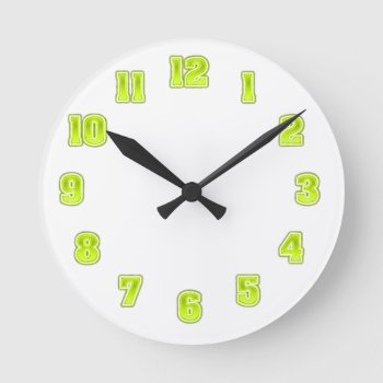 Lime Green In Yellow Clock Template by interstellaryeller at Zazzle