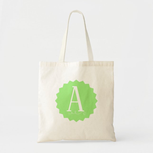 Lime Green Initial Tote Bag (Front)