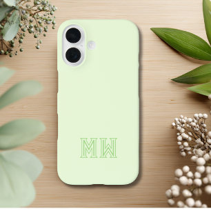 Lime Green Initials Monogram Simple Minimal iPhone 16 Case