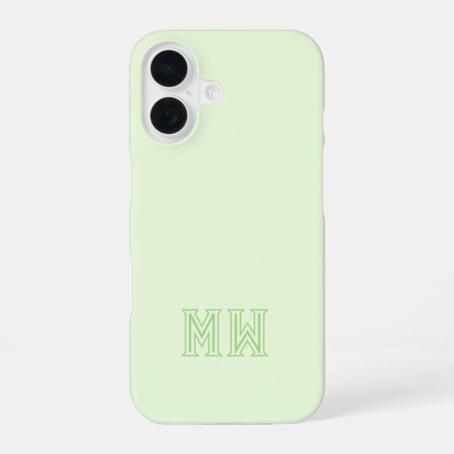 Lime Green Initials Monogram Simple Minimal  Iphone Case (Back)