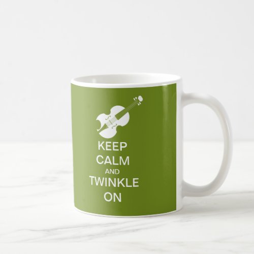 Lime Green Keep Calm Twinkle On Violin Coffee Mug