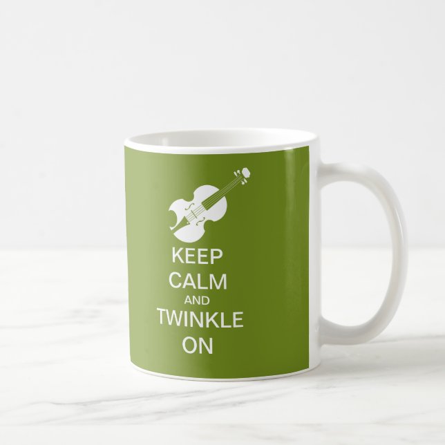 Lime Green Keep Calm Twinkle On Violin Coffee Mug (Right)