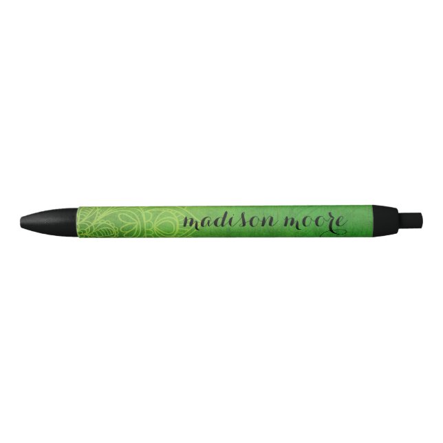 Lime Green Kiwi Toned Teal Mandala Kaleidoscope Pen (Front)