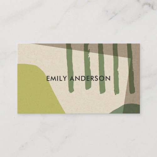 LIME GREEN KRAFT MODERN RUSTIC ABSTRACT ARTISTIC BUSINESS CARD