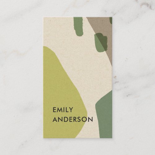 LIME GREEN KRAFT MODERN RUSTIC ABSTRACT ARTISTIC BUSINESS CARD