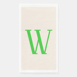Lime Green Large Modern Custom Initial   Linen Paper Guest Towels