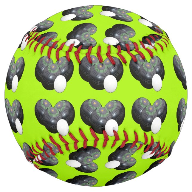 Lime Green Lawn Bowls, Customizable Softball (Front)