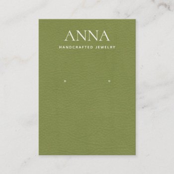 Lime Green Leather Earring Display Business Card by sm_business_cards at Zazzle