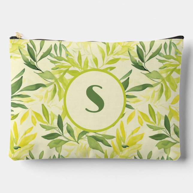 Lime Green Leaves Print Cut Sew Bag (Front)