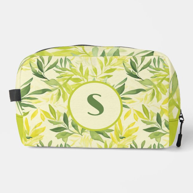 Lime Green Leaves Print Cut Sew Bag (Front)