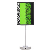 Lime Green Leopard and Zebra Custom Animal Print Table Lamp (Back)