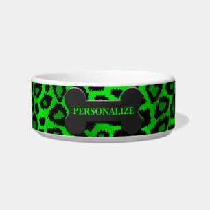 Lime Green Leopard Animal Print Bowl