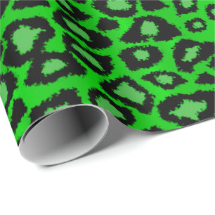 Lime Green Leopard Animal Print Wrapping Paper