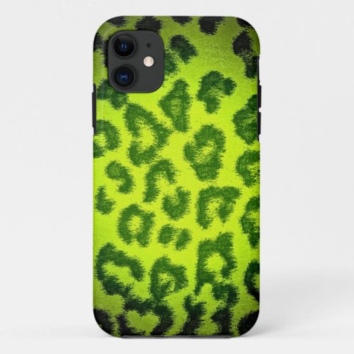 Lime Green Leopard Print Skin iPhone 11 Case