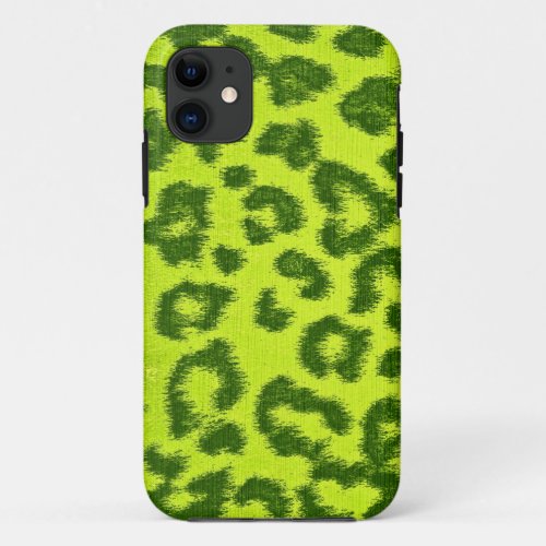 Lime Green Leopard Print Skin Fur iPhone 11 Case