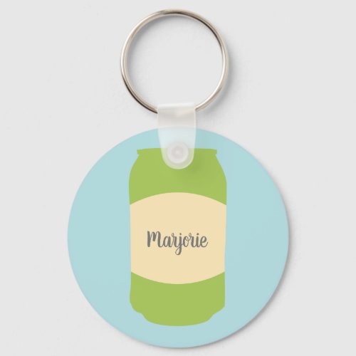 Lime Green Light Blue Seltzer Can Personalized Keychain