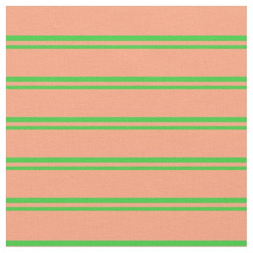 Lime Green & Light Salmon Colored Lines Fabric