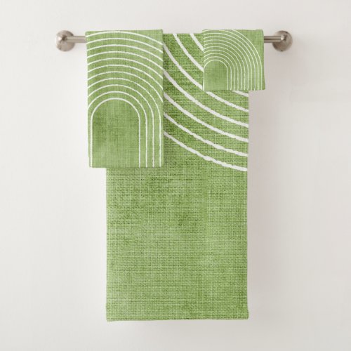 Lime Green Linen Minimalist Bath Towel Set