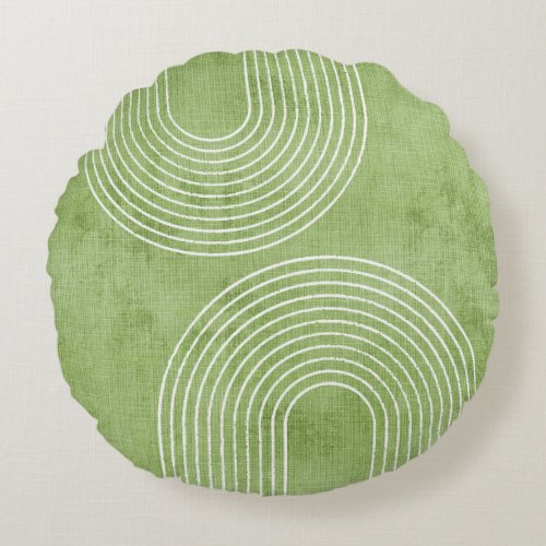 Lime Green Linen Minimalist Round Pillow