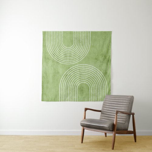 Lime Green Linen Minimalist Tapestry