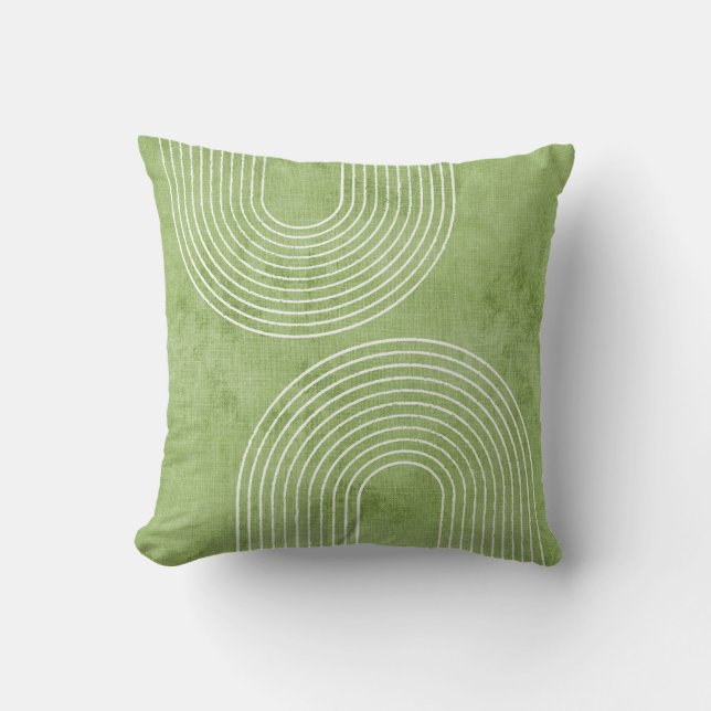 Lime Green Linen Minimalist Throw Pillow (Front)