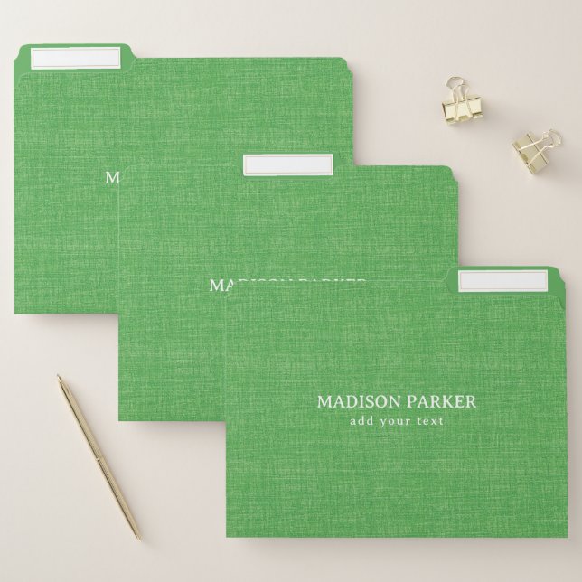 Lime Green Linen Texture File Folder (Set)