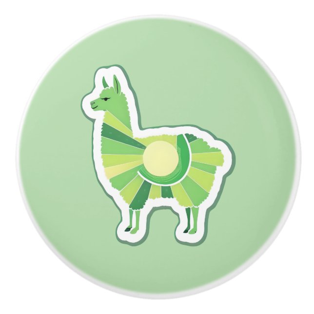 Lime Green Llama Door Pull (Front)