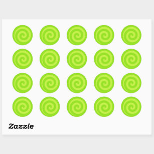 Lime Green Lollipop Swirl Circle Stickers