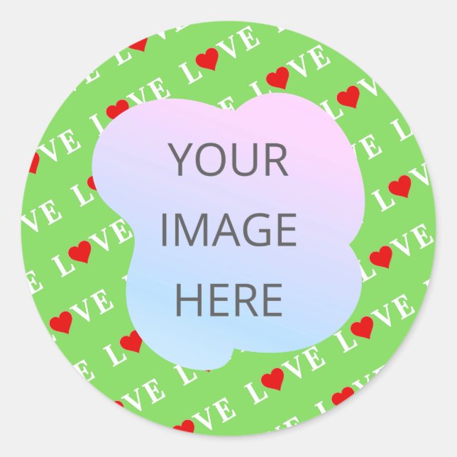 Lime Green LOVE Classic Round Sticker (Front)