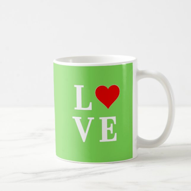 Lime Green LOVE Modern Stylish Coffee Mug (Right)